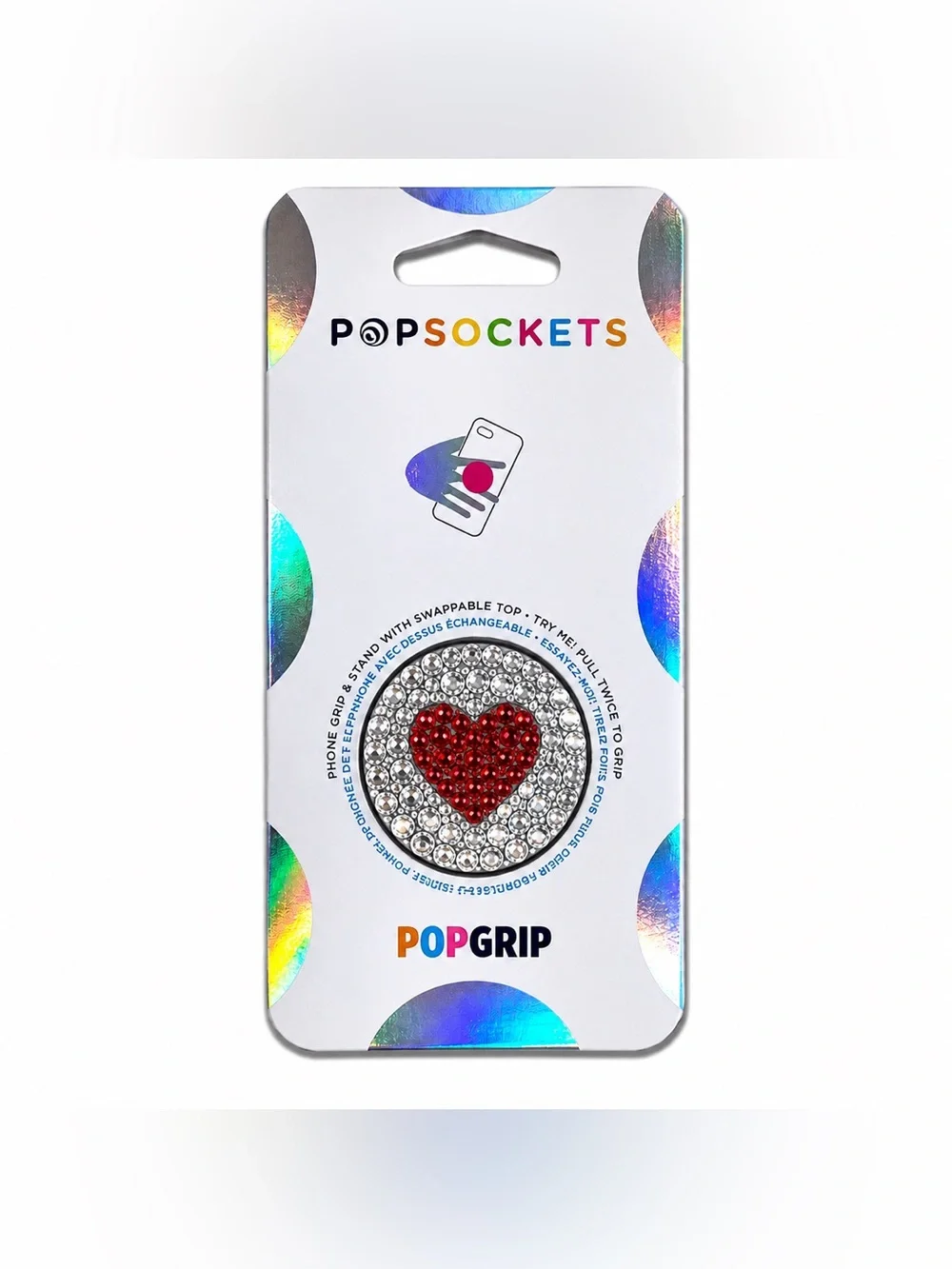 Luxe Crystal Diamond & Siam Red Heart PopSocket Phone Holder Grip New